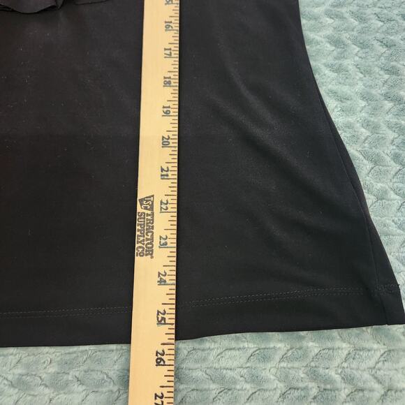 Susan Graver black 3/4 sleeve Liquid Knit Top size medium Ruffle Front - Picture 7 of 10